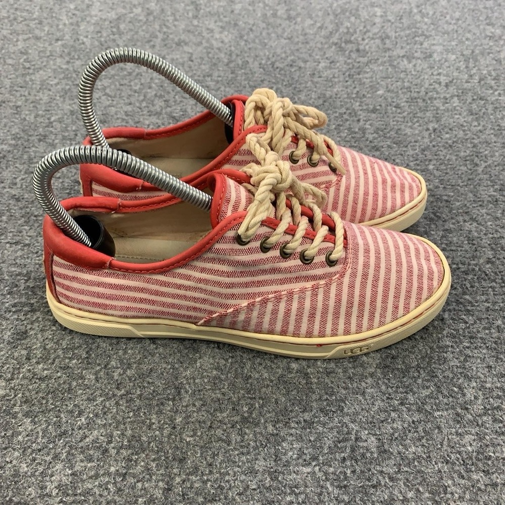 UGG Australia Canvas Shoes Womens Size 7 Red Striped Casual Sneakers 1007570